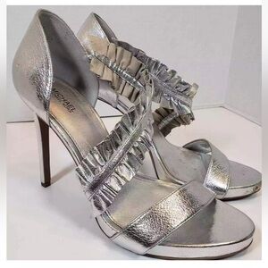 Michael Kors Women's Bella Silver Ruffled Platform Heels women size 9